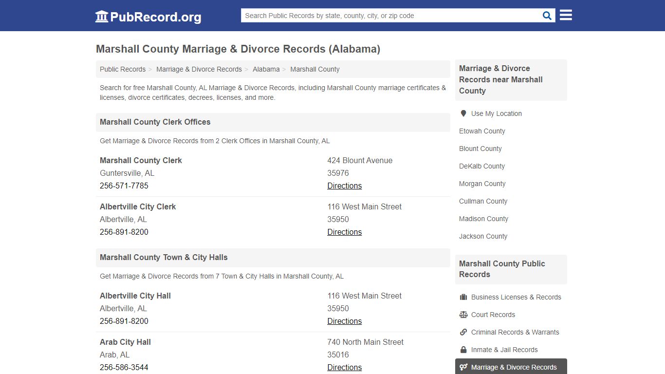 Marshall County Marriage & Divorce Records (Alabama)
